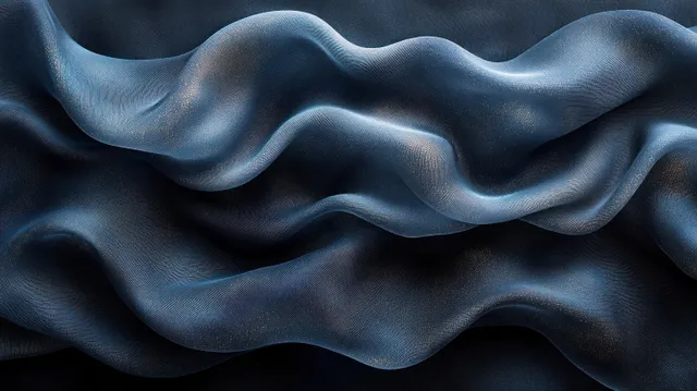 Close-up of black silk fabric showing flowing folds with satin highlights and dark shadows.