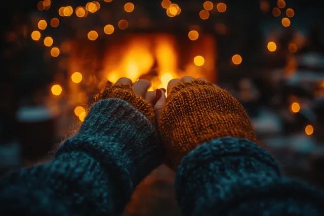 Friends cheering with sparklers and champagne outdoors at night, glowing winter lights