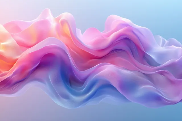 Gold and silver washi-inspired wavy abstract light backdrop with pastel pink and blue