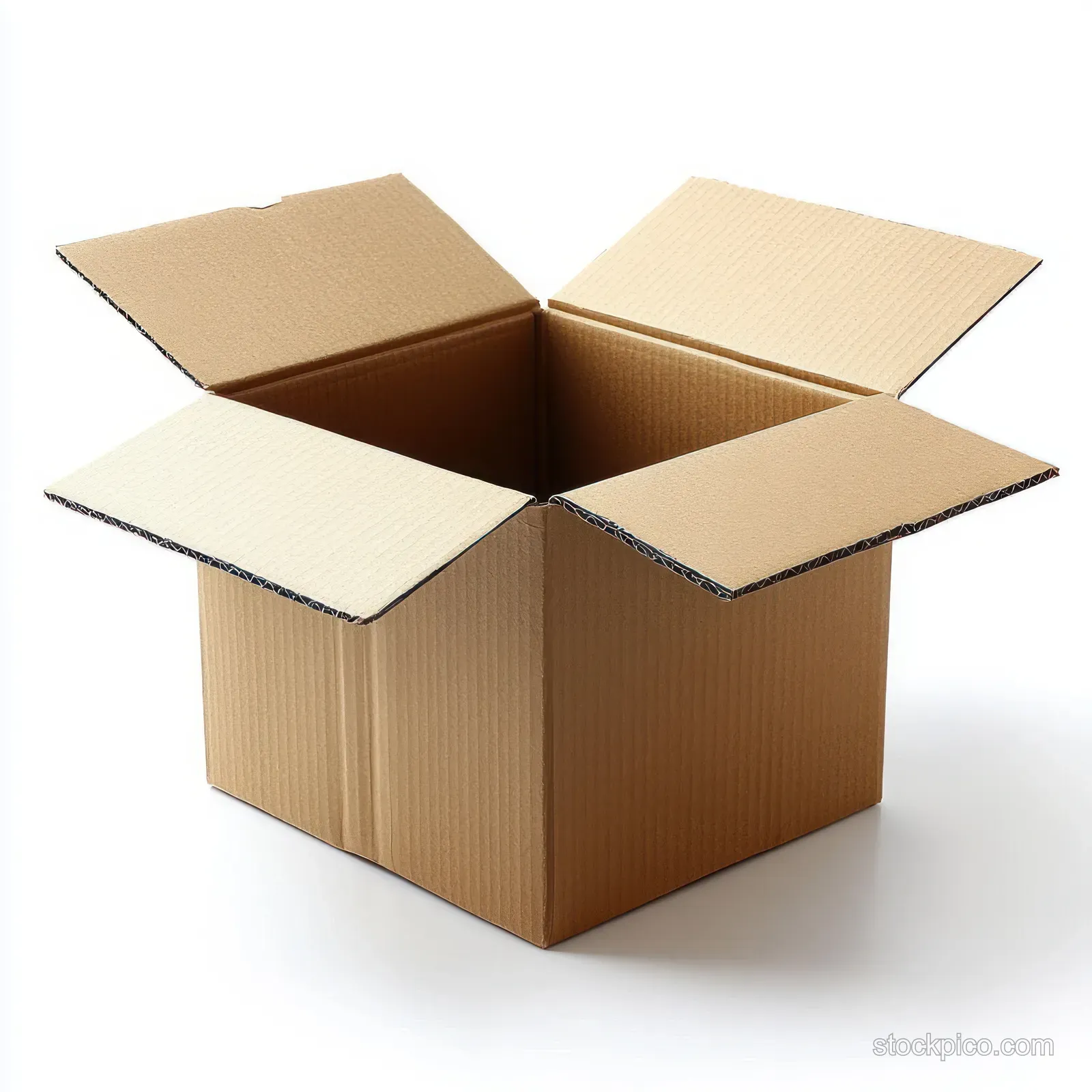 Open brown cardboard box on a white background with insulation sheets visible inside.