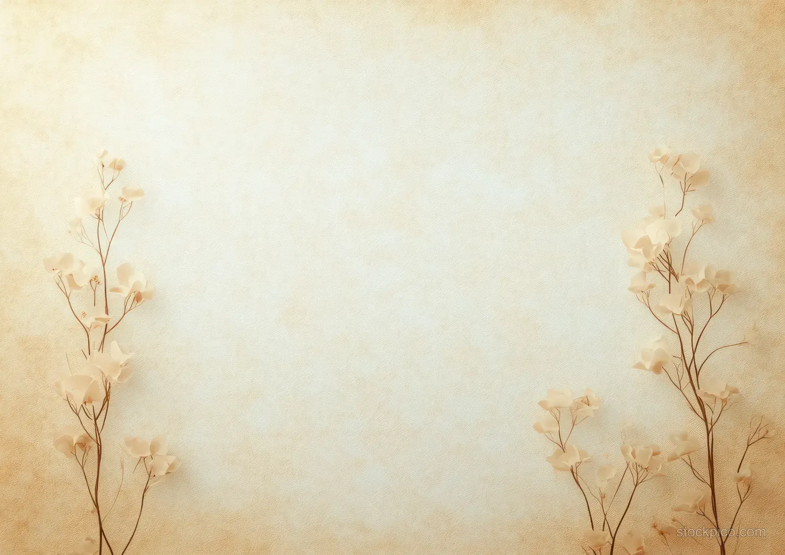 Warm beige vintage paper texture with distressed brown stains and a faded light center.
