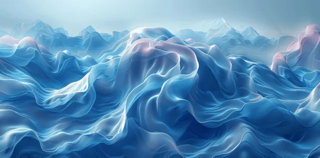 Abstract ocean waves in aqua and teal with soft white highlights ripple across a banner