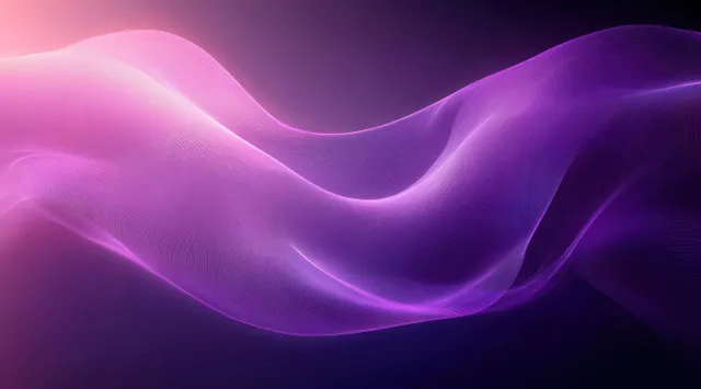 Flowing purple and pink ribbon wave with silky gradients on a dark glowing background
