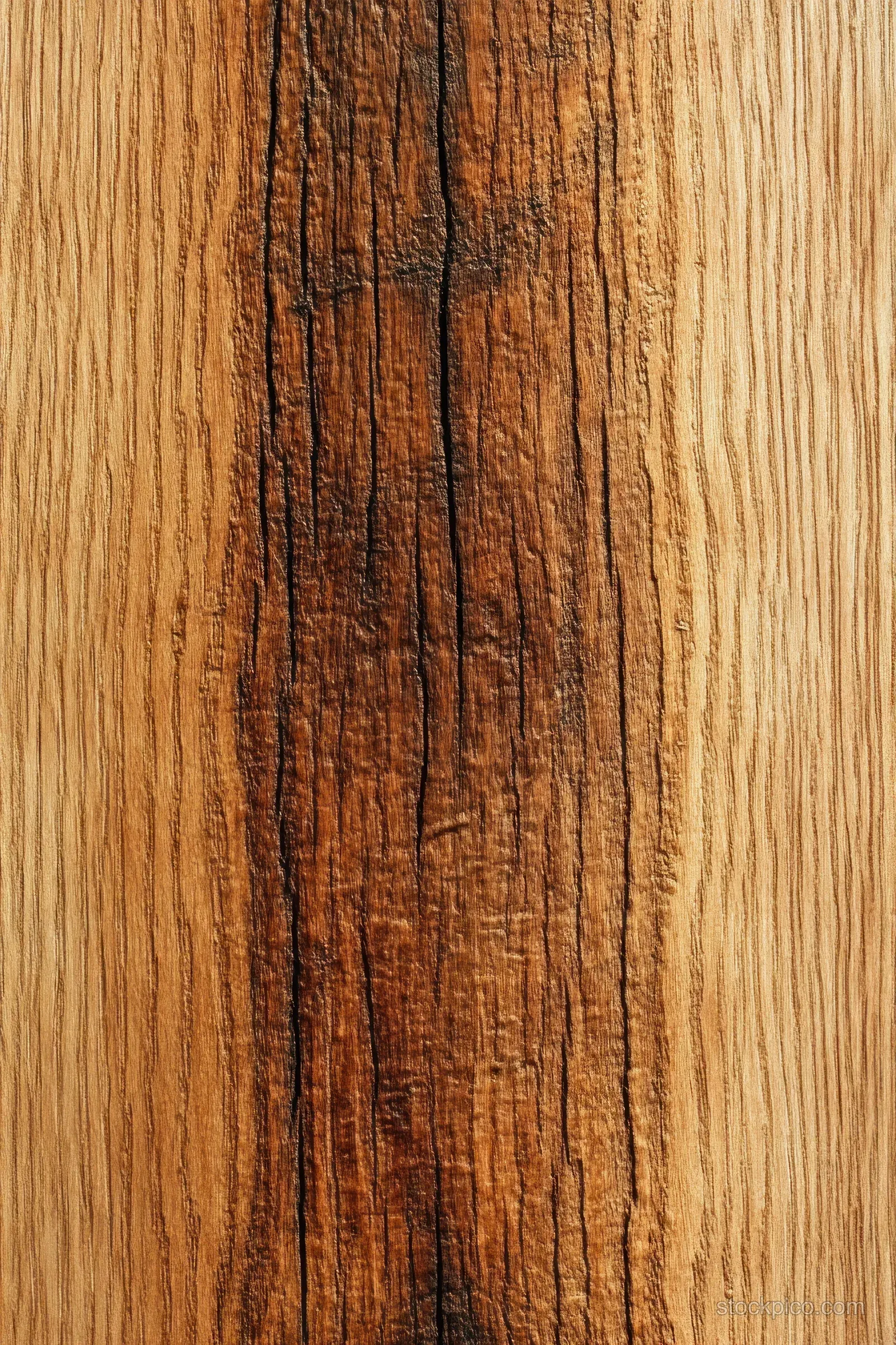 Close-up of a weathered wooden plank surface showing detailed grain lines and natural brown color variations.