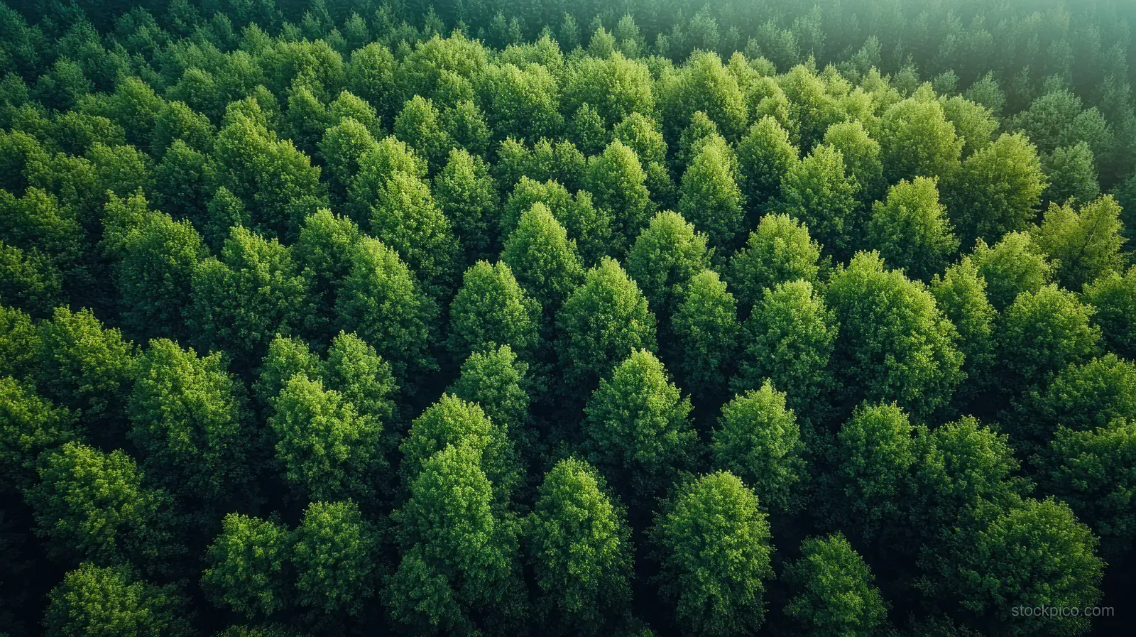 Aerial View of Lush Green Rainforest Canopy Over Scenic Treescape