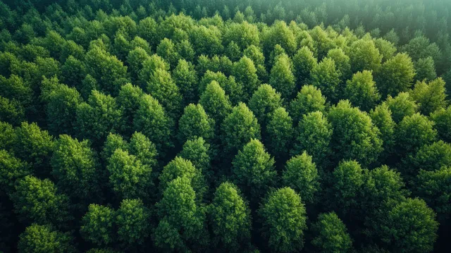 Aerial View of Lush Green Rainforest Canopy Over Scenic Treescape