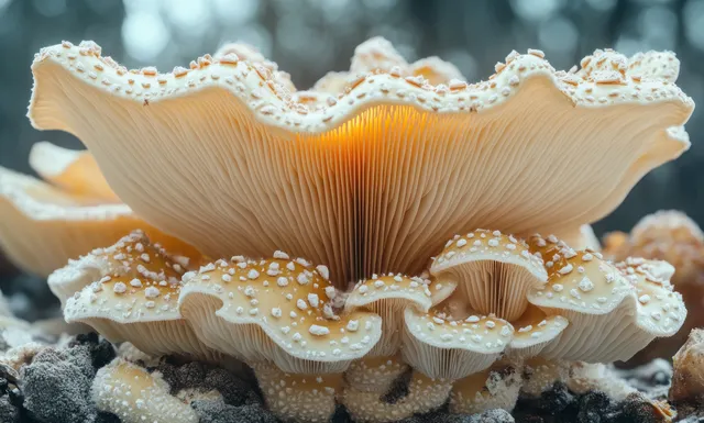 Brown champignon mushroom cap macro close-up highlighting intricate gills and rugged texture
