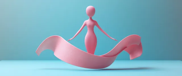 Abstract female figure holding teal ribbon, ovarian cancer awareness banner background