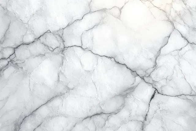 White marble surface with gray and black veining creating an intricate natural texture pattern.
