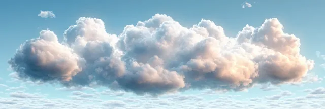 Fluffy cumulus clouds drifting across a bright blue sky