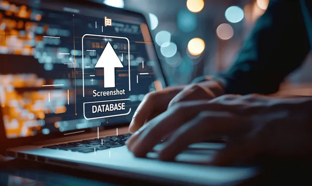 Businessman uploading data from laptop to cloud storage with security interface overlay