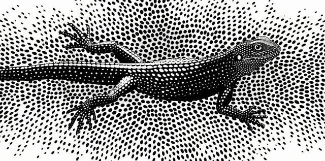 Seamless black and white lizard skin texture pattern with dotted polka mesh