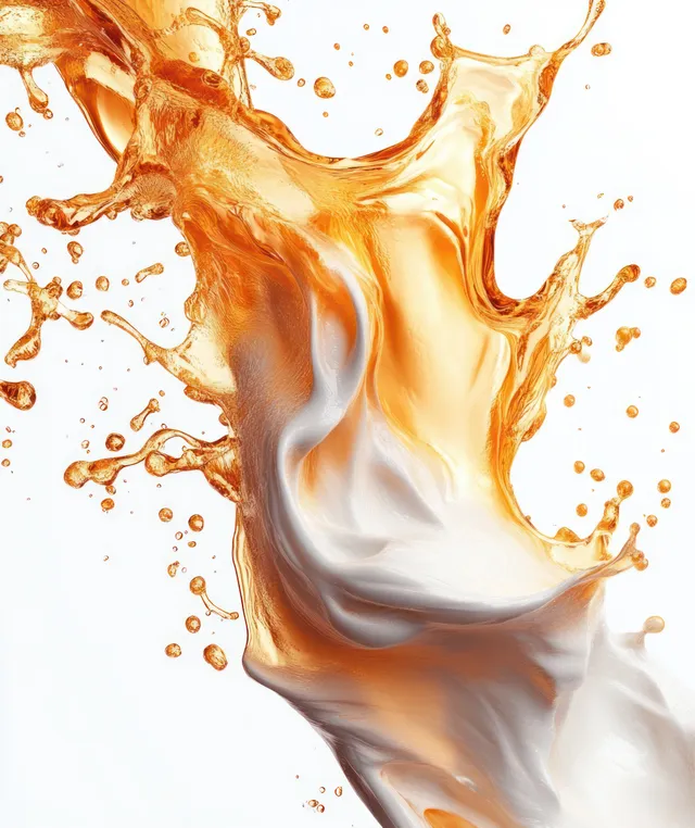 Split fish oil capsule releasing golden omega liquid splashes on a clean white background.