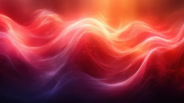 Red and orange glowing abstract waves flow across a dark background with empty copy space.