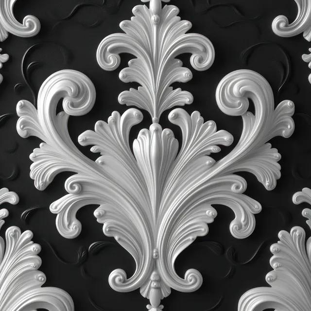 Black and white Art Nouveau swirl ornament seamless pattern for vintage wallpaper tile design