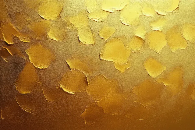 Abstract gold textured surface with embossed irregular patches and warm metallic reflections