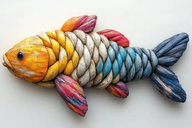 Colorful ropes intertwined to form a directional arrow, symbolizing teamwork, guidance, and collaborative strength.