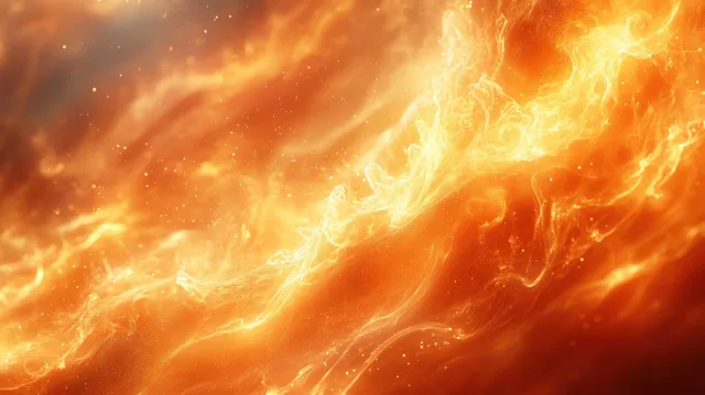 Abstract fire flames swirl in orange and yellow glow with sweeping high-contrast streaks