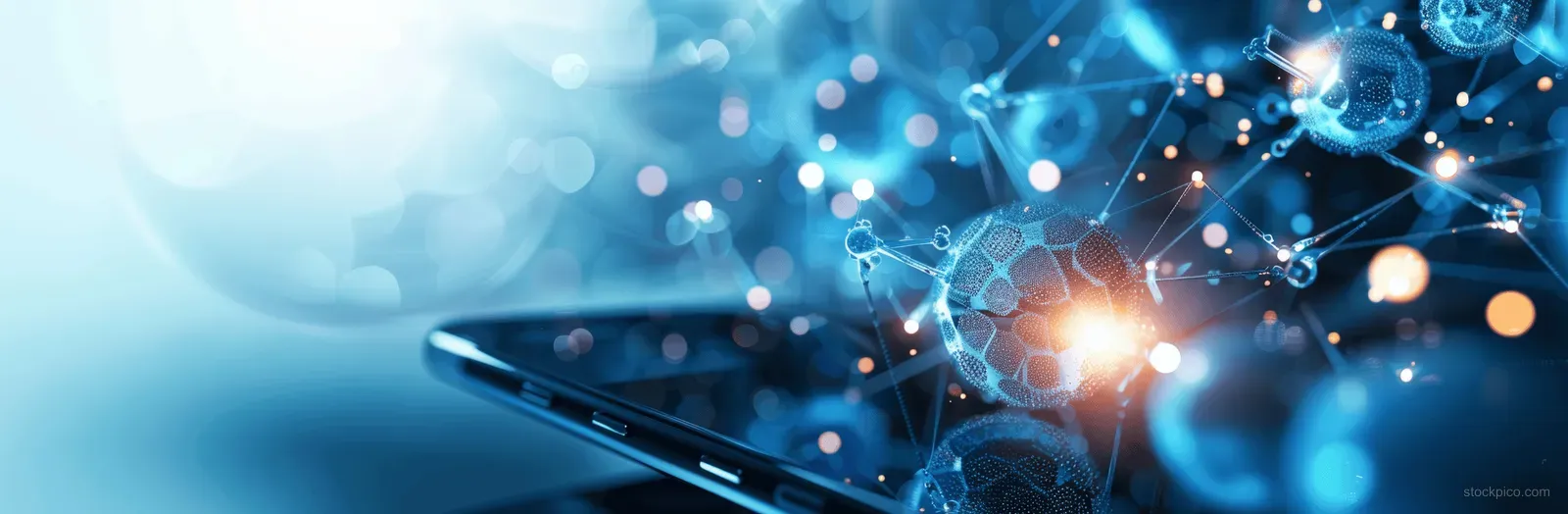 Clinician reviewing glowing electronic medical records connected to a virtual telehealth network interface.