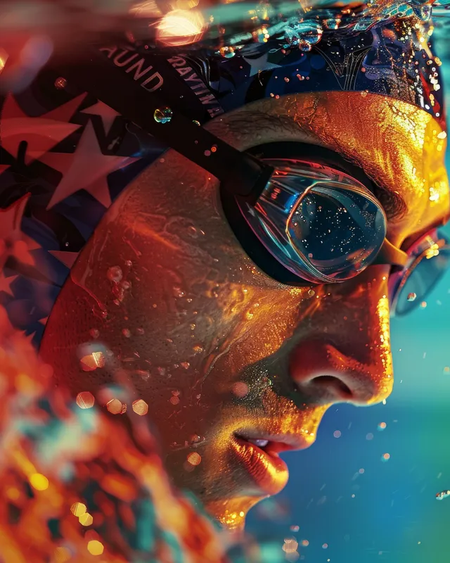 U.S. swimmer poised to dive in a lane during men’s 200m individual medley race