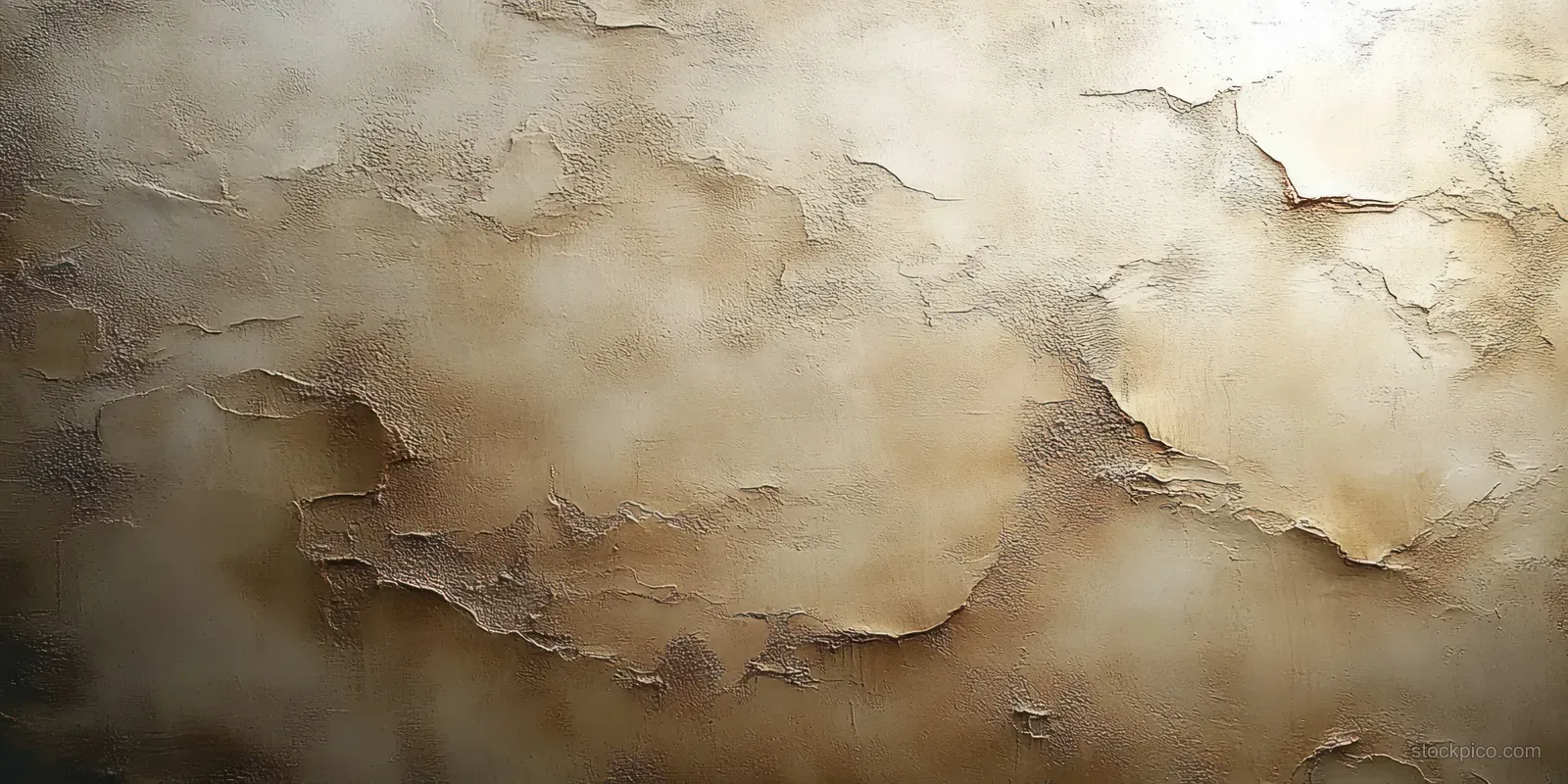 Warm beige plaster wall surface with visible cracks, rough texture, and soft shadows.