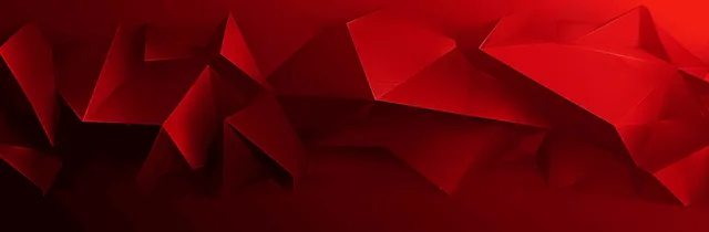 Red and black geometric abstract background with sharp triangular folds and deep angular shadows.