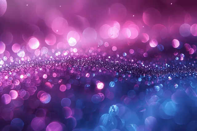 Holographic purple bokeh glitter gradient with soft prism light
