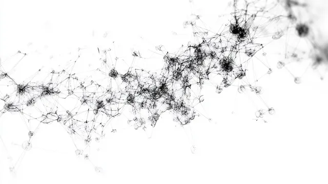 Abstract black network of interconnected lines and nodes on a white background