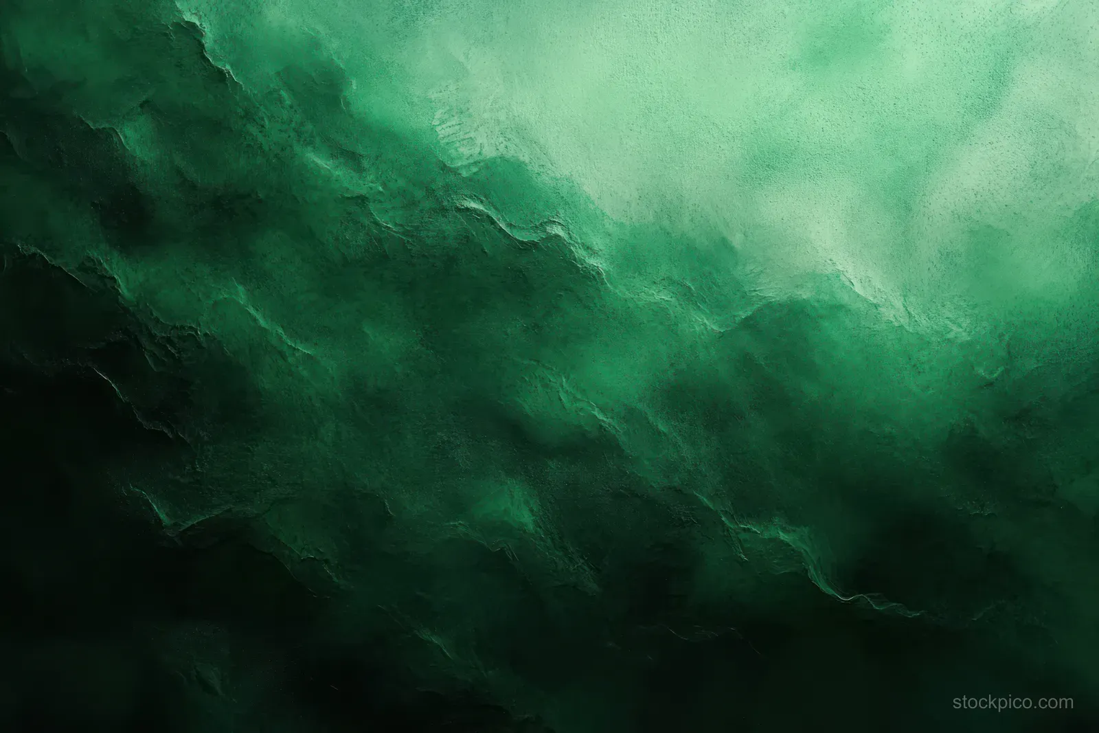 Dark green abstract watercolor texture with soft layered gradients and flowing organic shapes.