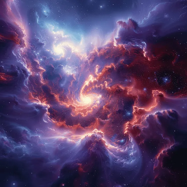 A bright supernova ring glows within swirling deep-space nebula clouds and scattered stars.
