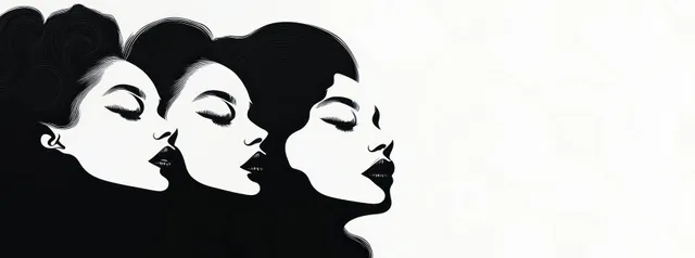 Black women profile silhouettes with afro hair, braids, and turban hair design on light background