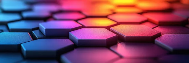 3D hexagonal colored pencil tips arranged in a colorful gradient under soft diffused lighting.