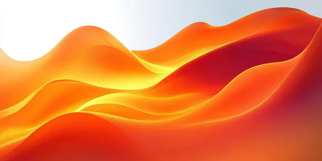 Flowing orange and yellow wave forms with soft glow like fabric dunes