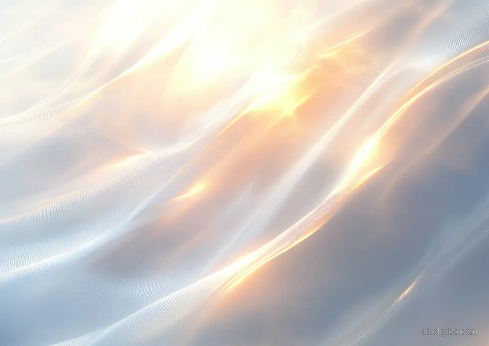 Iridescent rainbow light waves with sunlit sparkle shimmer across a soft translucent abstract background.