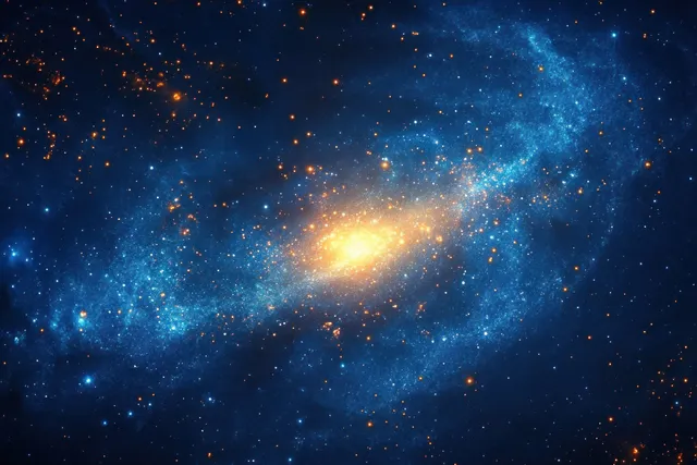 Spiral Galaxy Core with Blue and Orange Starlight in Deep Space