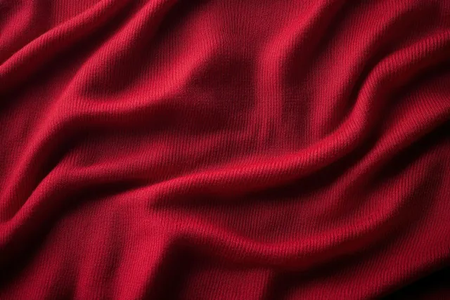 Close-up of red fabric with gentle folds and soft texture creating flowing curves.
