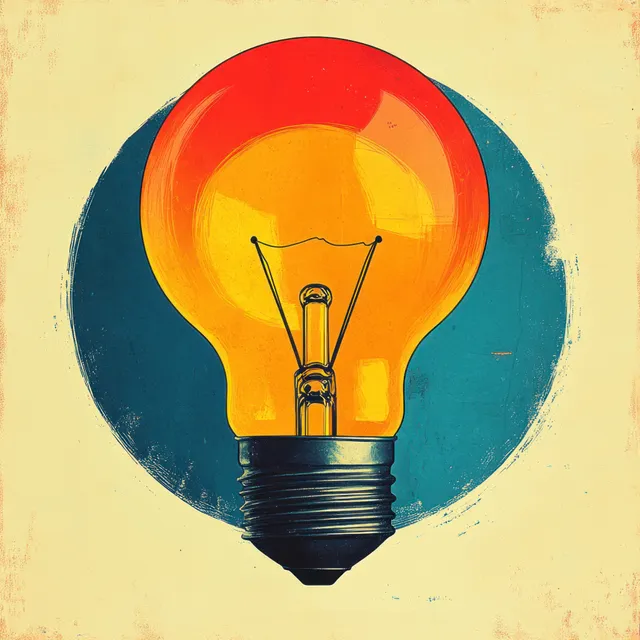 Painted light bulb with a rising line chart inside on a textured background.