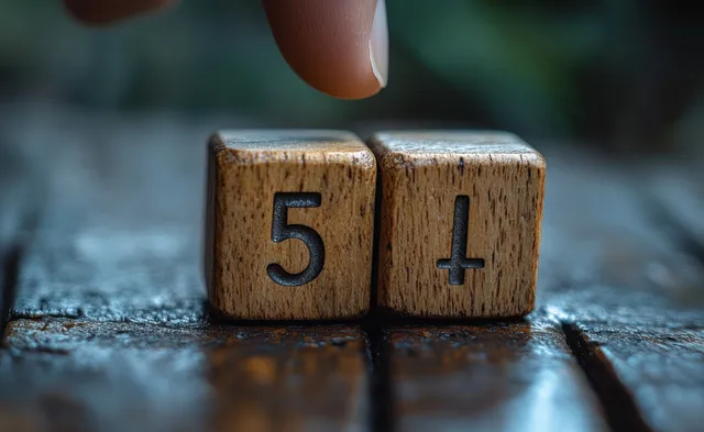 Wooden blocks labeled 5 and 4 on a textured medical surface suggest diagnostic guideline updates.