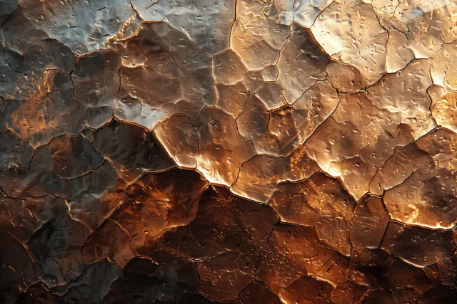 Patina copper bronze gold metal texture with cracked foil and glossy glass-like highlights