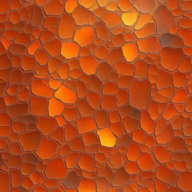 Cracked orange dry earth with intersecting fractures forming a mosaic pattern.
