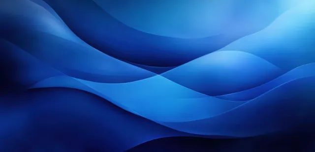 Calming blue gradient waves flowing in layered abstract background with soft light haze