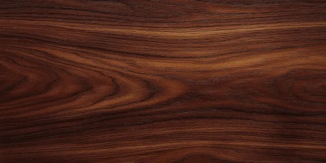 Close-up of dark brown wood grain with flowing natural texture