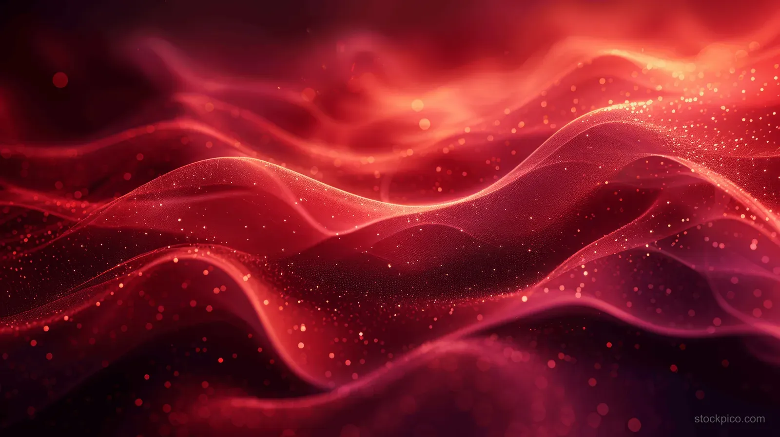 Burgundy abstract wave pattern with glowing sparks and textured velvet-like swirls across a dark red background.