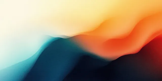 Warm orange and cool teal glowing gradient waves with soft blurred neon bloom backdrop