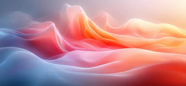 Pastel gradient waves flowing across a dark background with soft glowing highlights