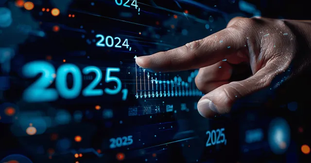 Business growth analytics concept for 2024-2025 emphasizing data-driven digital marketing and market trend analysis.