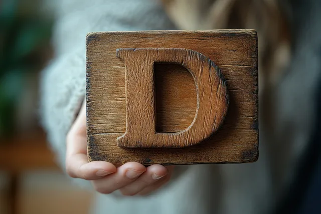 Hand Holds Wooden Block Letter D Symbolizing Depression Awareness
