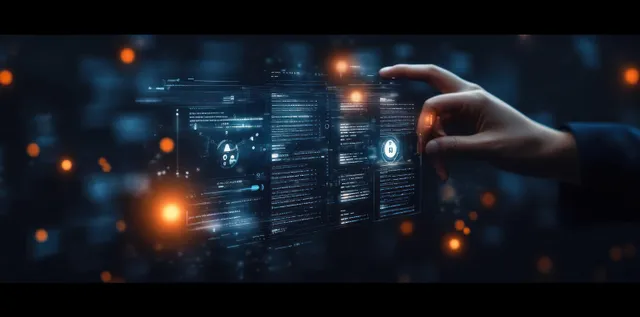 HR manager reviewing applicant data on glowing screens with digital recruitment interface