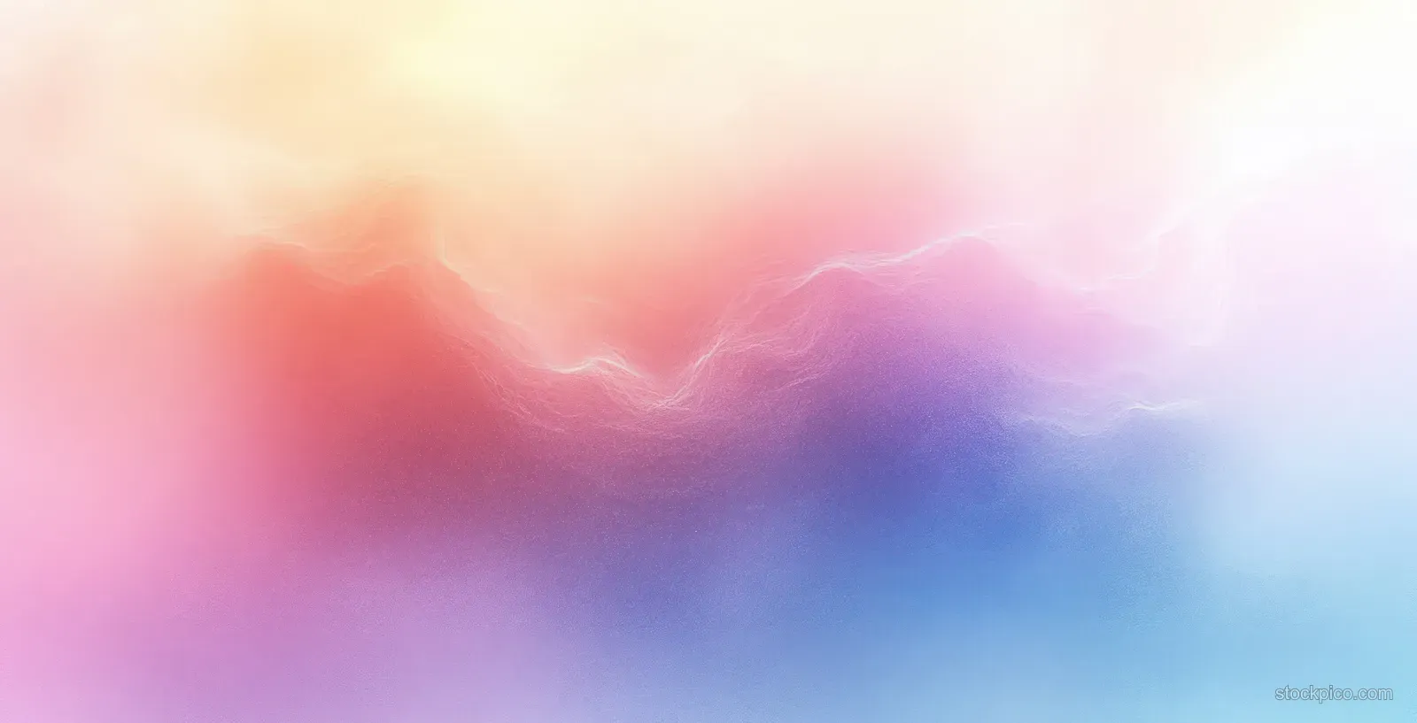 Pastel gradient background with blurry cloud-like swirls and soft grain texture fading from pink to blue.