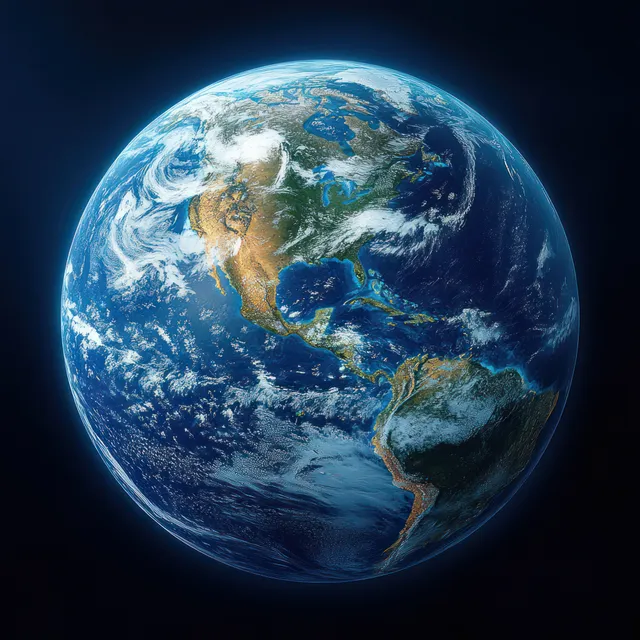 3D Earth globe with Asia and surrounding oceans glowing under a luminous blue atmospheric rim.